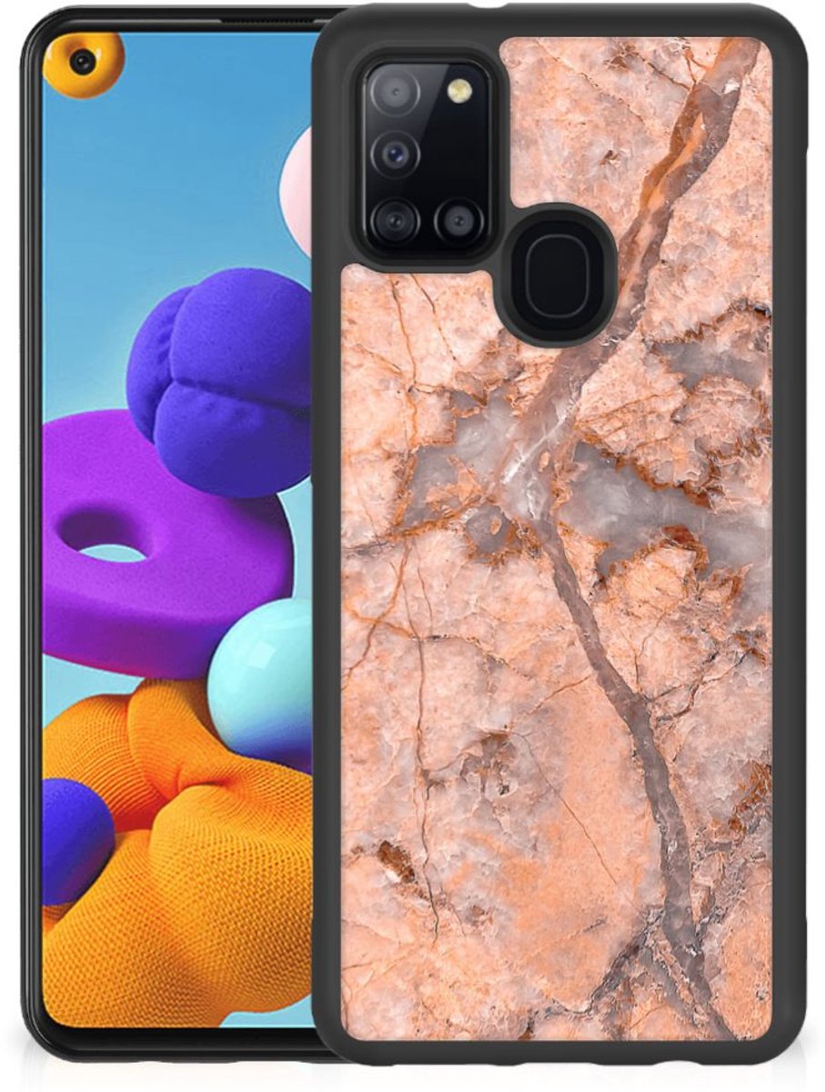 Samsung Galaxy A21s Gripcase Marmer Oranje