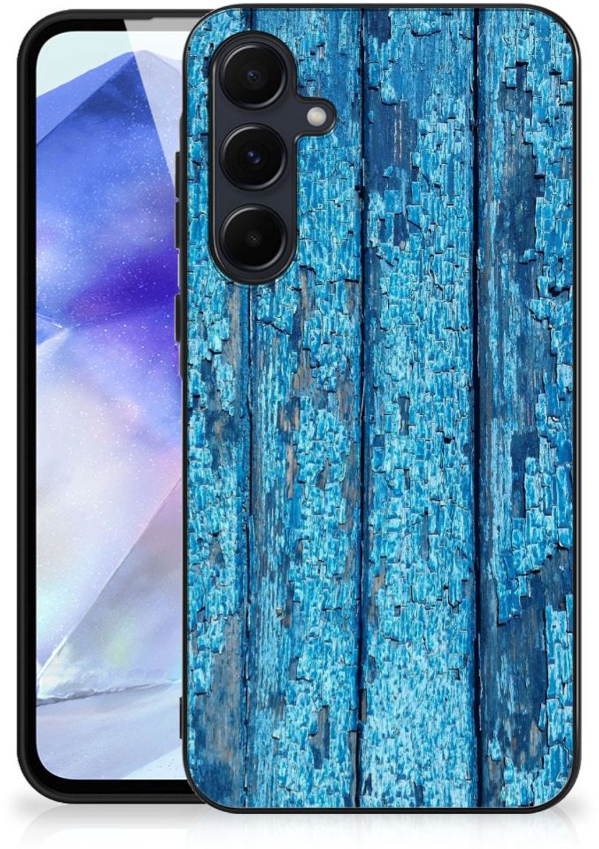Samsung Galaxy A55 Houten Print Telefoonhoesje Wood Blue