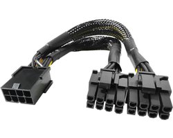 Naova® PCIe 8-Pin naar Dual 8-Pin (6+2) - GPU Voedingskabel Y-Splitter - 22cm - 18 AWG Koper - Hoogwaardige PVC-isolatie - Adapter voor Grafische Kaarten - Plug & Play - Zwart