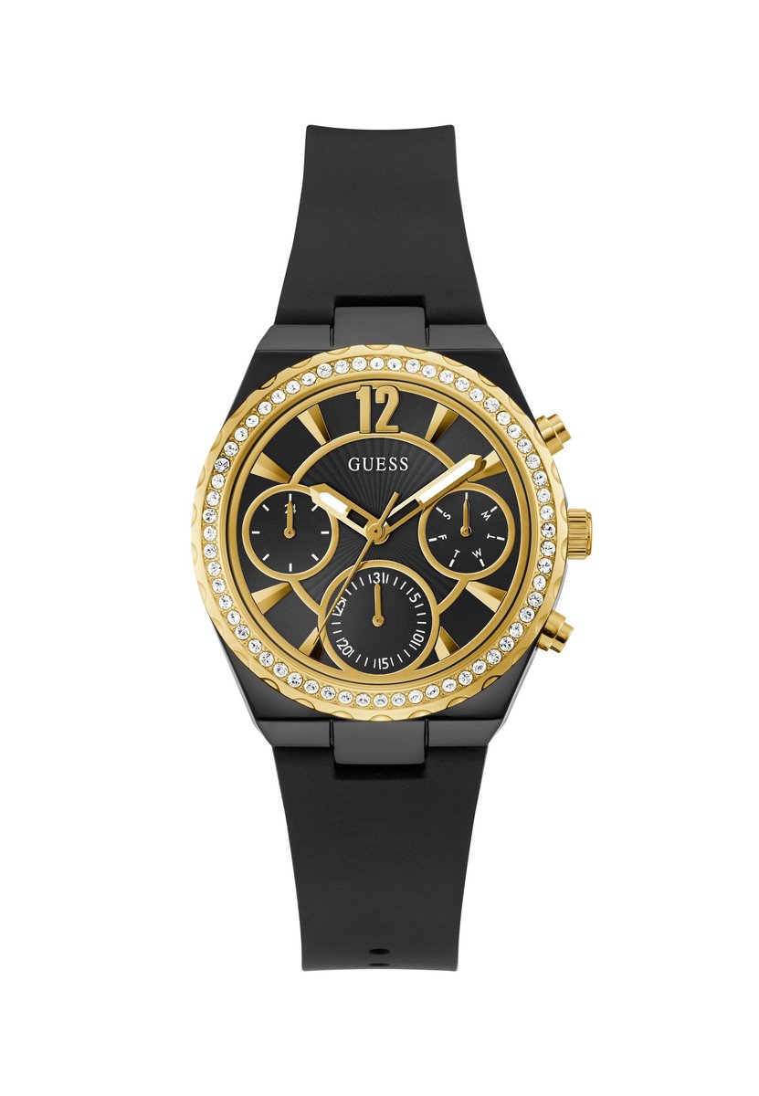 Guess Diana Kwarts Analoog Horloge Black Case: 100% Biobased Nylon + Recycled Steel | Armband: 100% Silicone 36.5 mm GW0697L2, GW0697L3