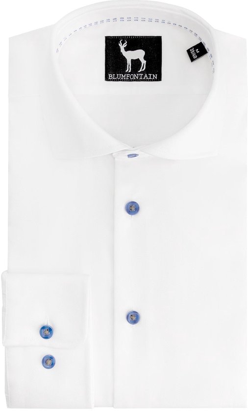 Gents - Blumfontain uni visgraat wit - Katoen - Wit - Maat 3XL