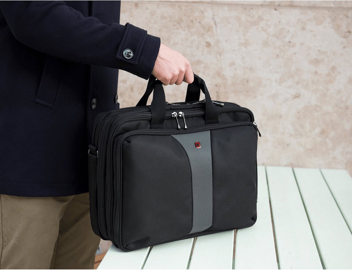 Wenger Legacy Double Gusset Laptop Brief 16 Inch Black / Grey