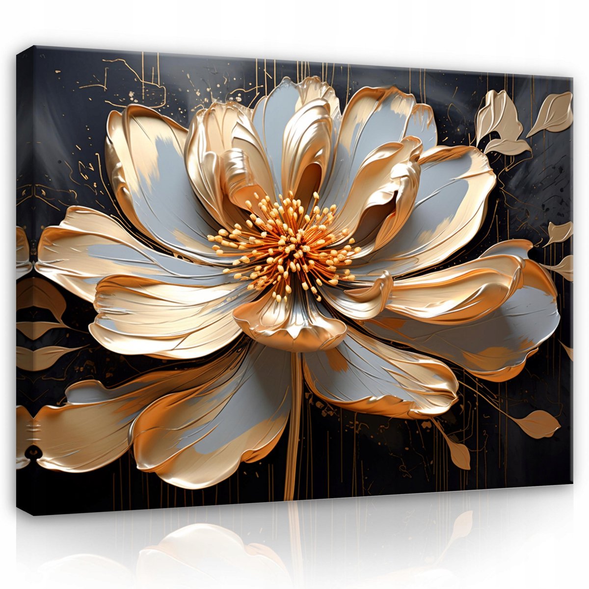 WALLARENA Canvas schilderij - 100x70 cm - Abstracte 3D bloem lila voor slaapkamer en woonkamer multikleurig