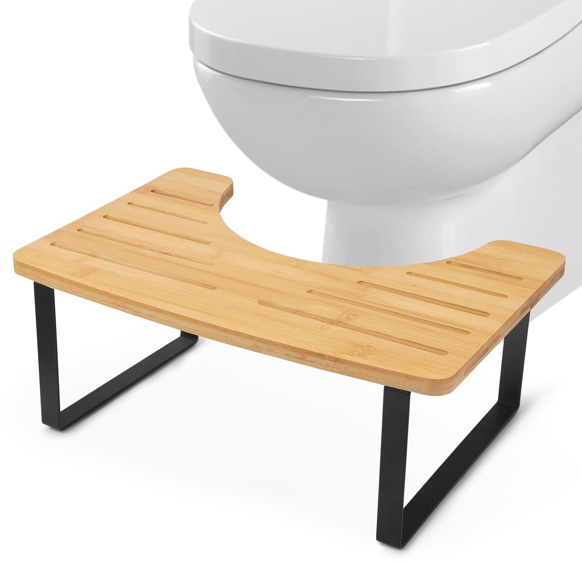 Bamboe Toilethocker - Ergonomisch Opvouwbaar - Voor een Natuurlijke Stoelgang - Geschikt voor Volwassenen en Kinderen - Badkamer WC