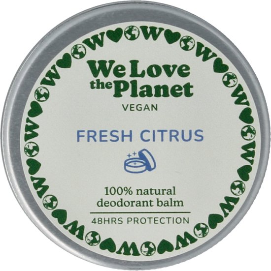 Een blikje met "We Love the Planet" en "Fresh Citrus" erop.