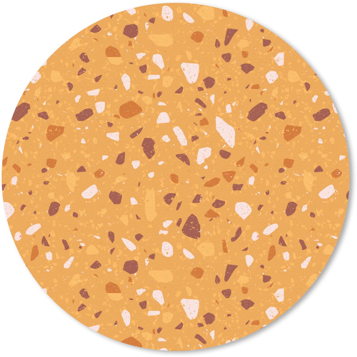 Muismat rond 50x50 cm - Mousepad Terrazzo - Patroon - Okergeel - Ronde muismatten