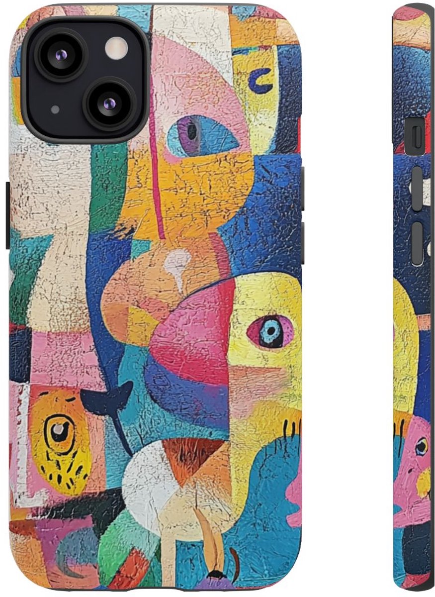 Abstracte Kleurrijke Gezichten en Vormen – Telefoonhoesje Geschikt voor iPhone 13