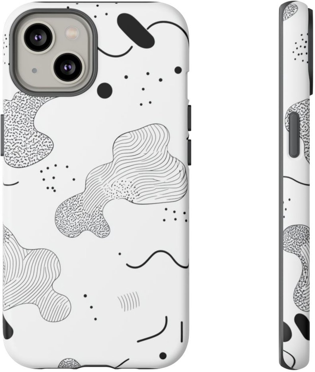 Zwart-Wit Abstracte Minimalistische Kunst – Telefoonhoesje Geschikt voor iPhone 14