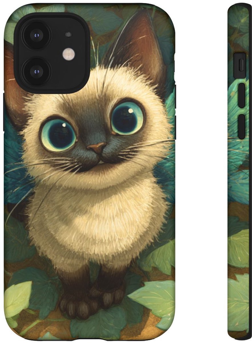 Schattige Siamese Kitten met Blauwe Vleugels – Telefoonhoesje Geschikt voor iPhone 12