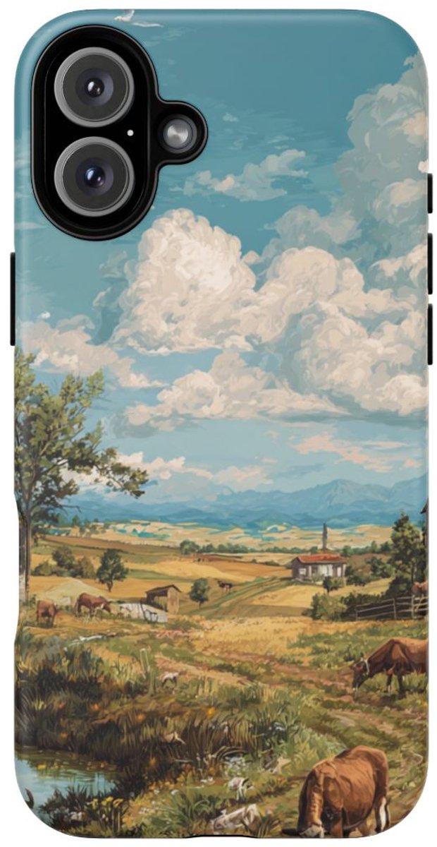 Landelijk Uitzicht met Boerderijdieren – Telefoonhoesje Geschikt voor iPhone 16 Plus
