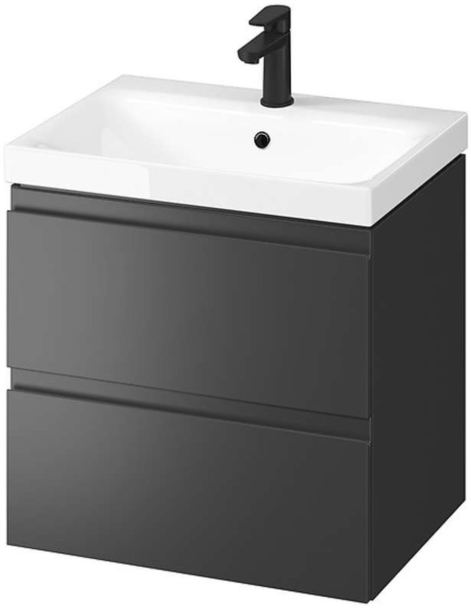 Cersanit Moduo - Kast met wastafel, 57x60x45 cm, 2 laden, antraciet S801-483