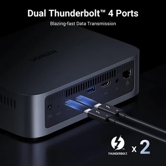 Ugreen NASync DXP480T Plus - 4-bay NVMe NAS-systeem - USB-C - 2,5 GbE - Zwart​ van Merkloos — afbeelding 4