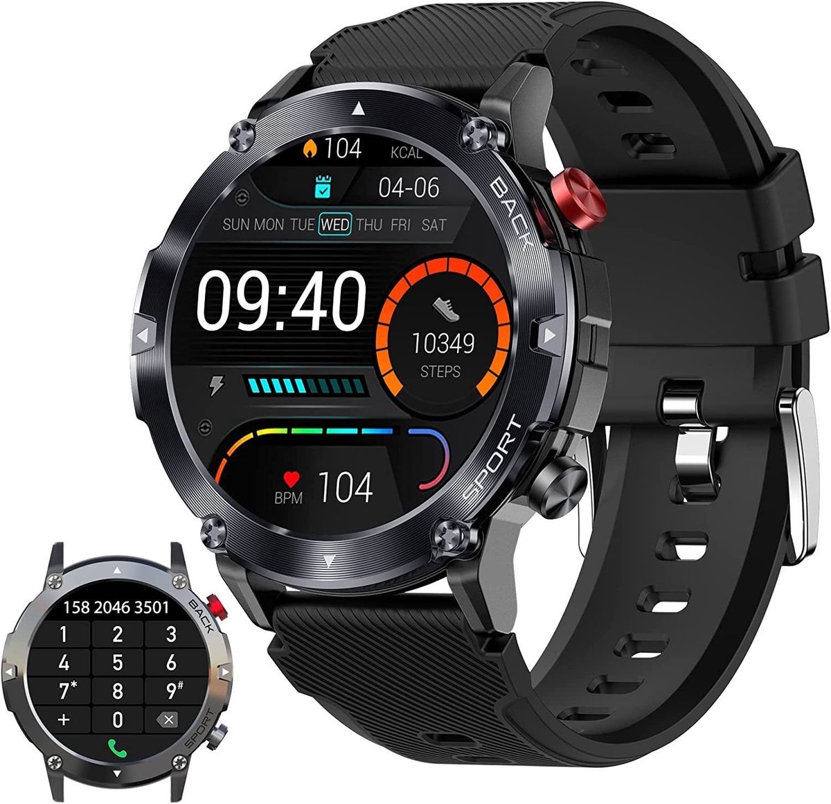 Manike C21 Smartwatch – 1,39 inch HD Display - Bluetooth Bellen - Hartslag & Bloeddrukmeting - SpO₂ - Slaaptracking - Multisport - IP68 Waterdicht - 7 Dagen Batterij - Android & iOS Compatibel - Stappenteller - Sporthorloge - Activity Tracker