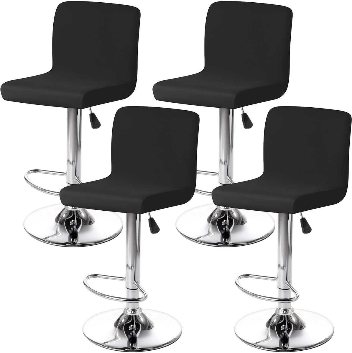 SVG commerce Barkrukbeschermer met rugleuning, 4 stuks, wasbare barstoelhoezen met rugleuning, stretch, verwijderbare barkrukhoes, barkrukhoezen voor korte draaistoel (zonder stoelen)