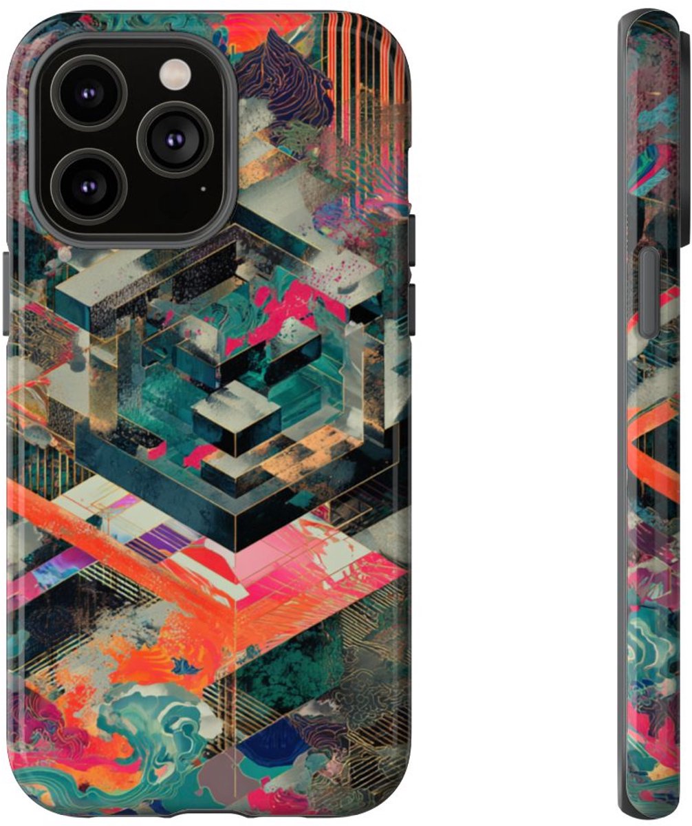 Kleurrijke Geometrische Abstracte Kunst – Telefoonhoesje Geschikt voor iPhone 14 Pro Max