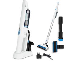 MEDION 2-in-1 handstofzuiger met zuigbuis en vloerborstel (BLDC-motor, HEPA-13 filter, filtering van stof en allergenen, sterke zuigkracht van 20 kPa, accu, laadstation, draadloos), MD11515, wit