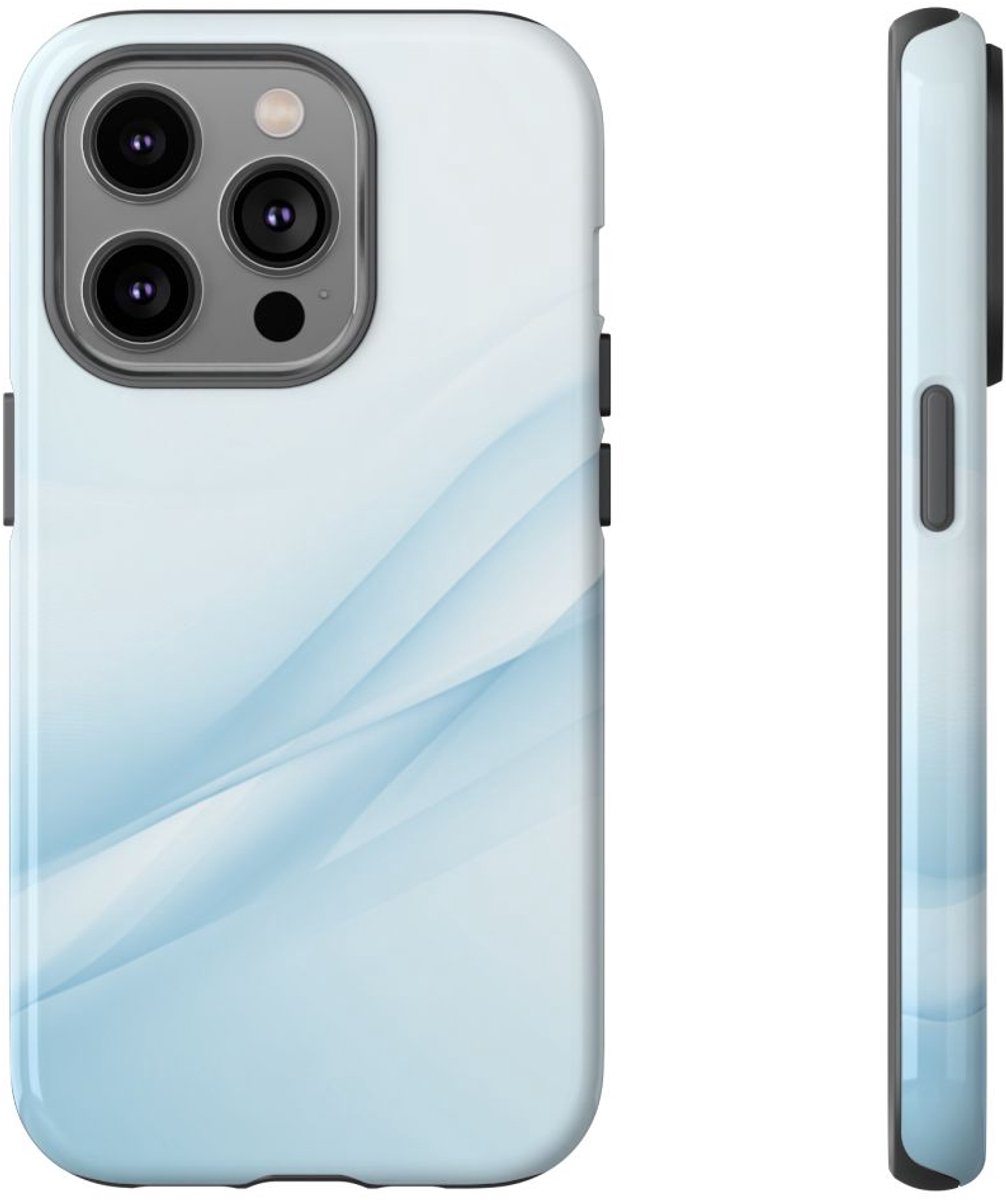 Zachte Lichtblauwe Abstracte Golven – Telefoonhoesje Geschikt voor iPhone 14 Pro