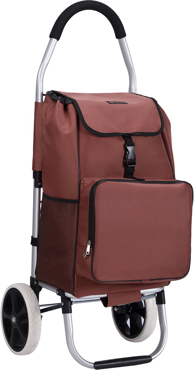 6 wiel sterke winkelen trolley reizen markt gang push cart mooie kleur wielen tas bruin, 6 wiel 60 L