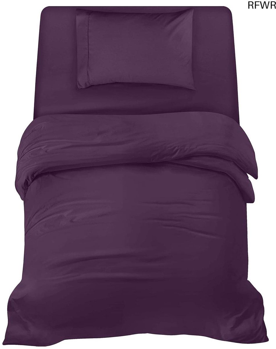 RFWR Beddengoed Set - 3-Delige Microvezel Polyester Set met Dekbedovertrek, Hoeslaken en Kussensloop - Paars