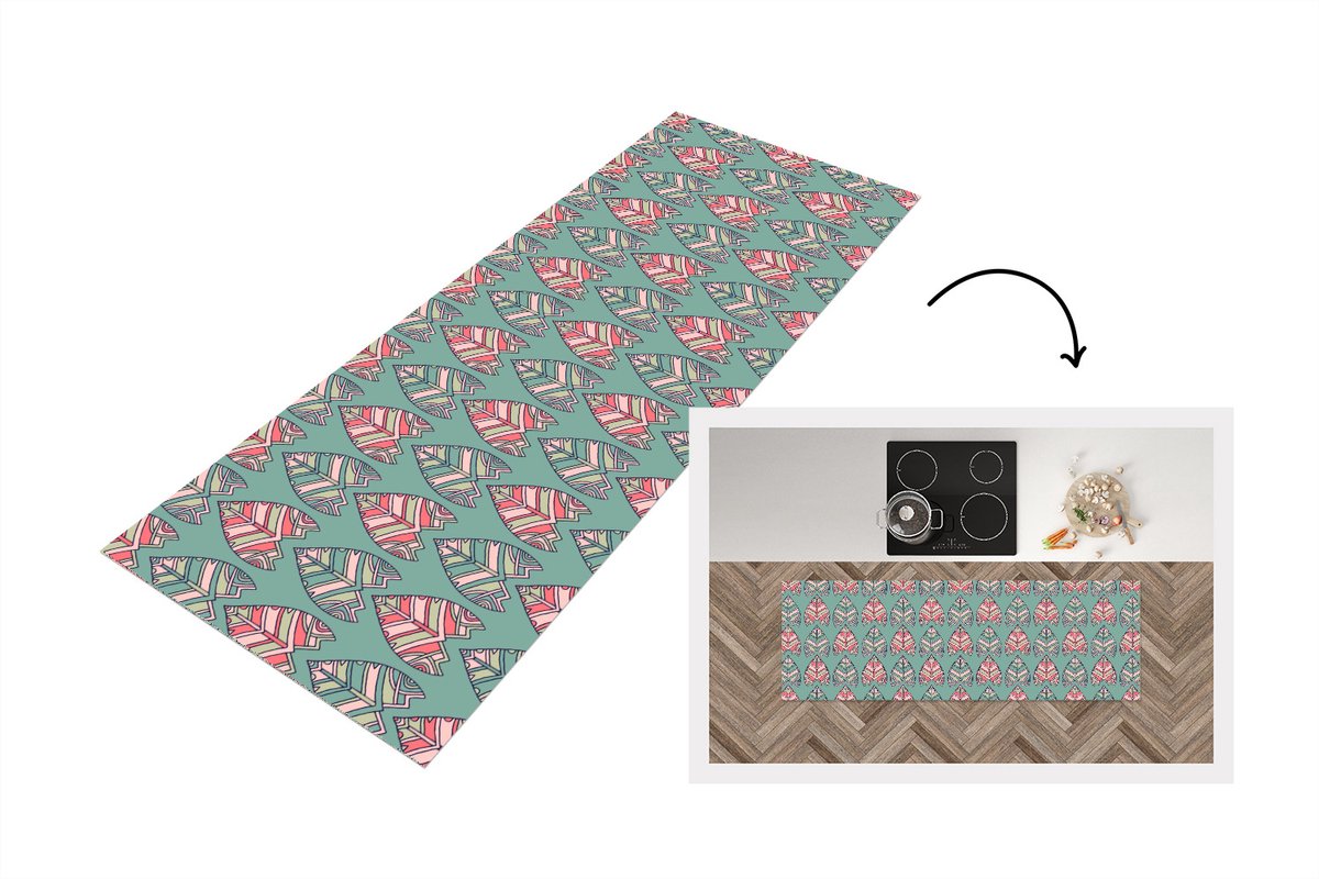 KitchenYeah Keukenloper 180x60 cm - Keukenmat vinyl Patronen - Tribal - Retro - Keukenmatten loper - Keuken vloerkleed tapijt
