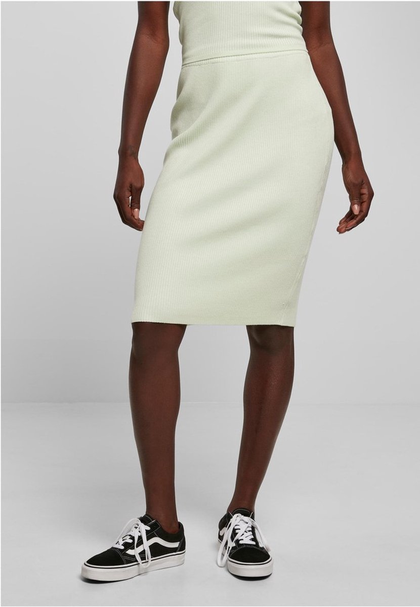 Urban Classics - Rib Knit Midi Rok - L - Mintgroen