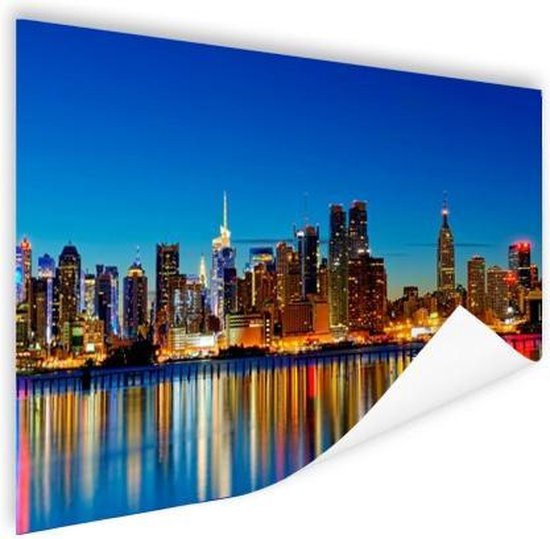 Affiche New York Skyline Night 120x80 cm - Tirage photo sur Poster (décoration murale salon / chambre) / Affiche Villes