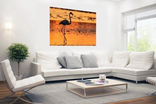 Poster Het silhouet van een flamingo bij zonsondergang - 60x40 cm