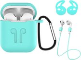 Hoes voor Apple AirPods 2 Hoesje Case 3-in-1 Siliconen Cover - Turquoise