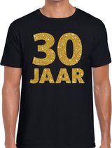 30 jaar gouden glitter tekst t-shirt zwart heren - heren shirt 30 jaar - verjaardag kleding L
