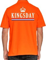 Kingsday poloshirt / polo t-shirt met kroon oranje voor heren - Koningsdag kleding/ shirts S