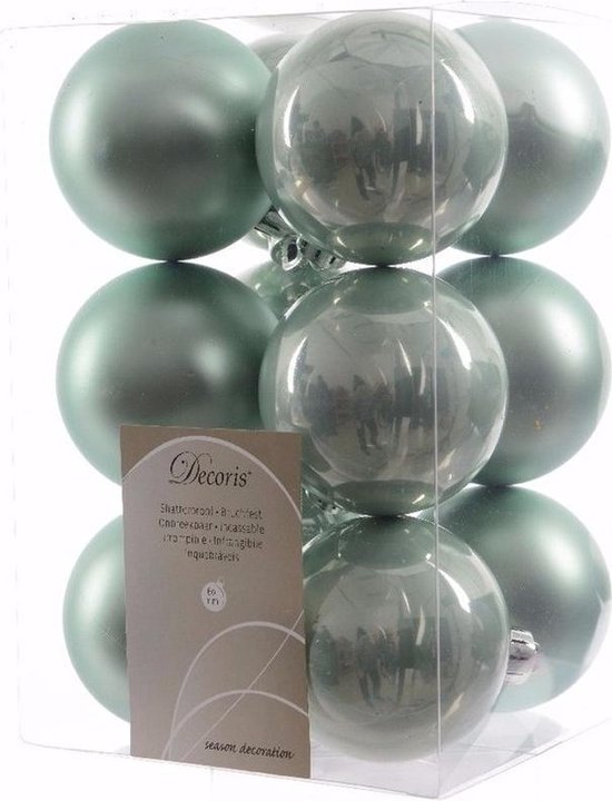 Kerst kerstballen mint 6 cm Nature Christmas 12 stuks