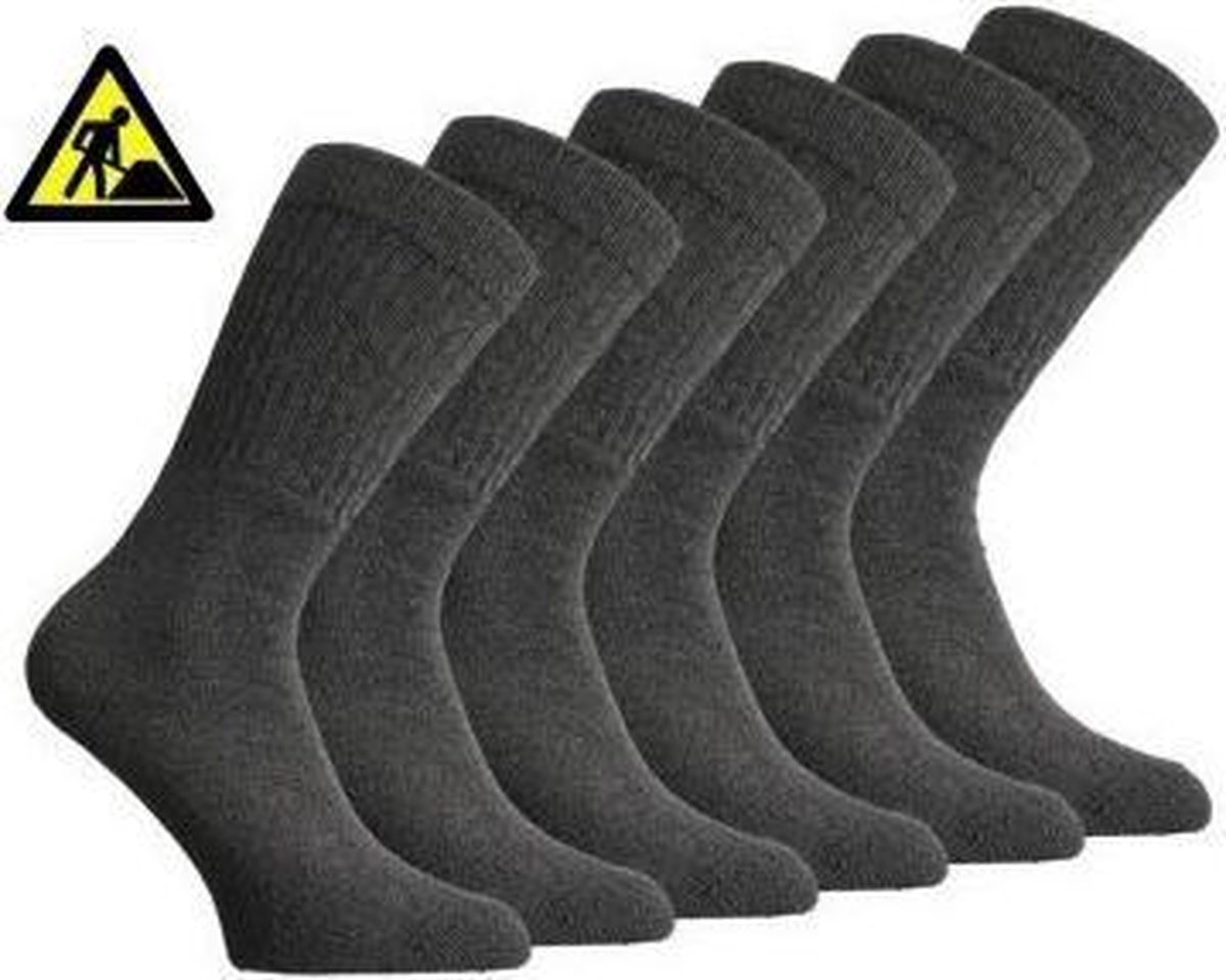 6 paar Bonanza werksokken - Light - Basic - Antraciet - Maat 39-42