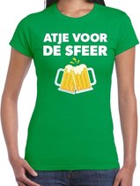 Atje voor de sfeer feest t-shirt groen voor dames - kroeg / feestje shirt maat L