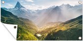 Tuinposter - Bergen - Natuur - Bomen - 200x100 cm - Tuindecoratie - Tuindoek