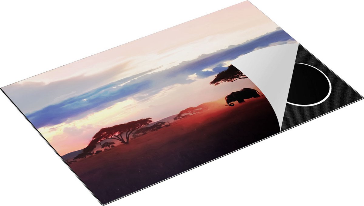 Chefcare Inductie Beschermer Olifant in de Savanne - 83x51,5 cm - Afdekplaat Inductie - Kookplaat Beschermer - Inductie Mat