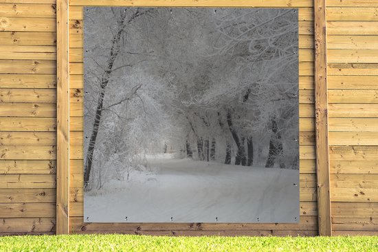 Affiche de jardin - Hiver - Neige - Toile de jardin - Peinture de jardin arbres - Arbres - Décoration de jardin - Nature - 200x200 cm
