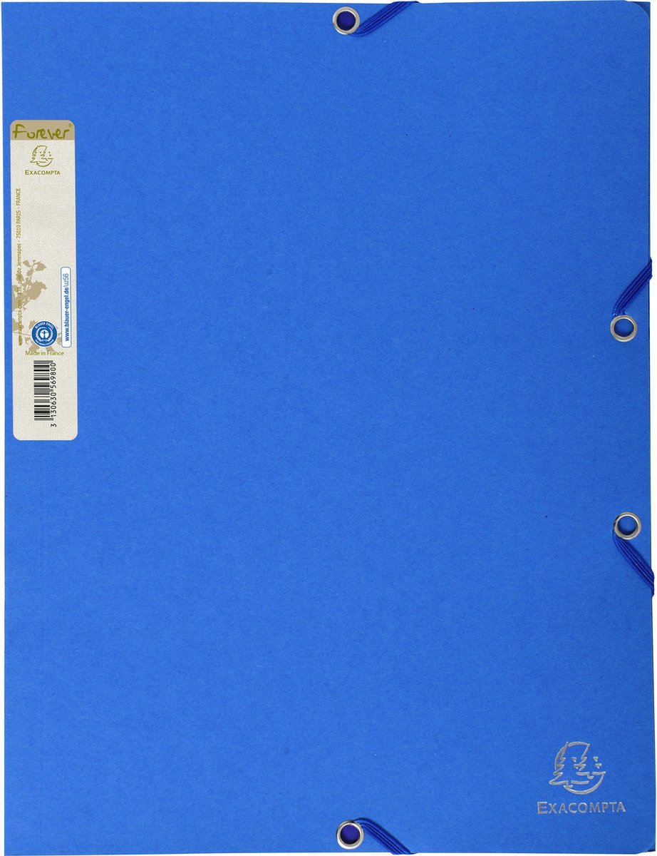25 x FOREVER� Elastomap 3 kleppen uit gerecycleerd karton 380g/m2 - A4 - Lichtblauw
