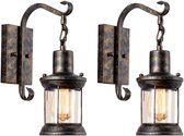 Industriéle Wandlampen  Set van 2 - Zwart - Goud - wandlamp - Ijzer - Vintage - Retro - e27