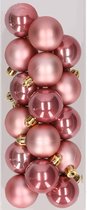 16x stuks kunststof kerstballen velvet roze 4 cm - Onbreekbare plastic kerstballen - Kerstboomversiering