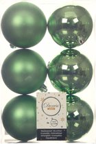 12x stuks kunststof kerstballen groen 8 cm - Mat/glans - Onbreekbare plastic kerstballen