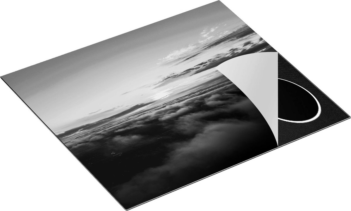 Chefcare Inductie Beschermer Zonsondergang in de Wolken - Zwart Wit - 60x52 cm - Afdekplaat Inductie - Kookplaat Beschermer - Inductie Mat