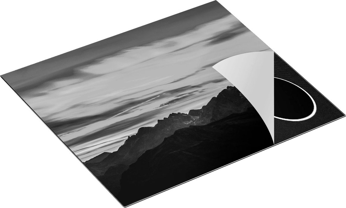 Chefcare Inductie Beschermer Oranje Zonsondergang in de Bergen - Zwart Wit - 60x52 cm - Afdekplaat Inductie - Kookplaat Beschermer - Inductie Mat