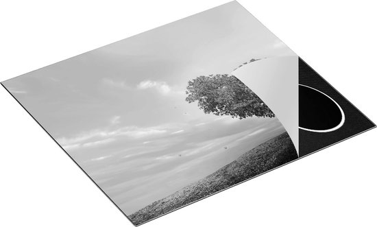 Chefcare Inductie Beschermer Rode Liefde Boom in een Hart Vorm - Zwart Wit - 60x52 cm - Afdekplaat Inductie - Kookplaat Beschermer - Inductie Mat