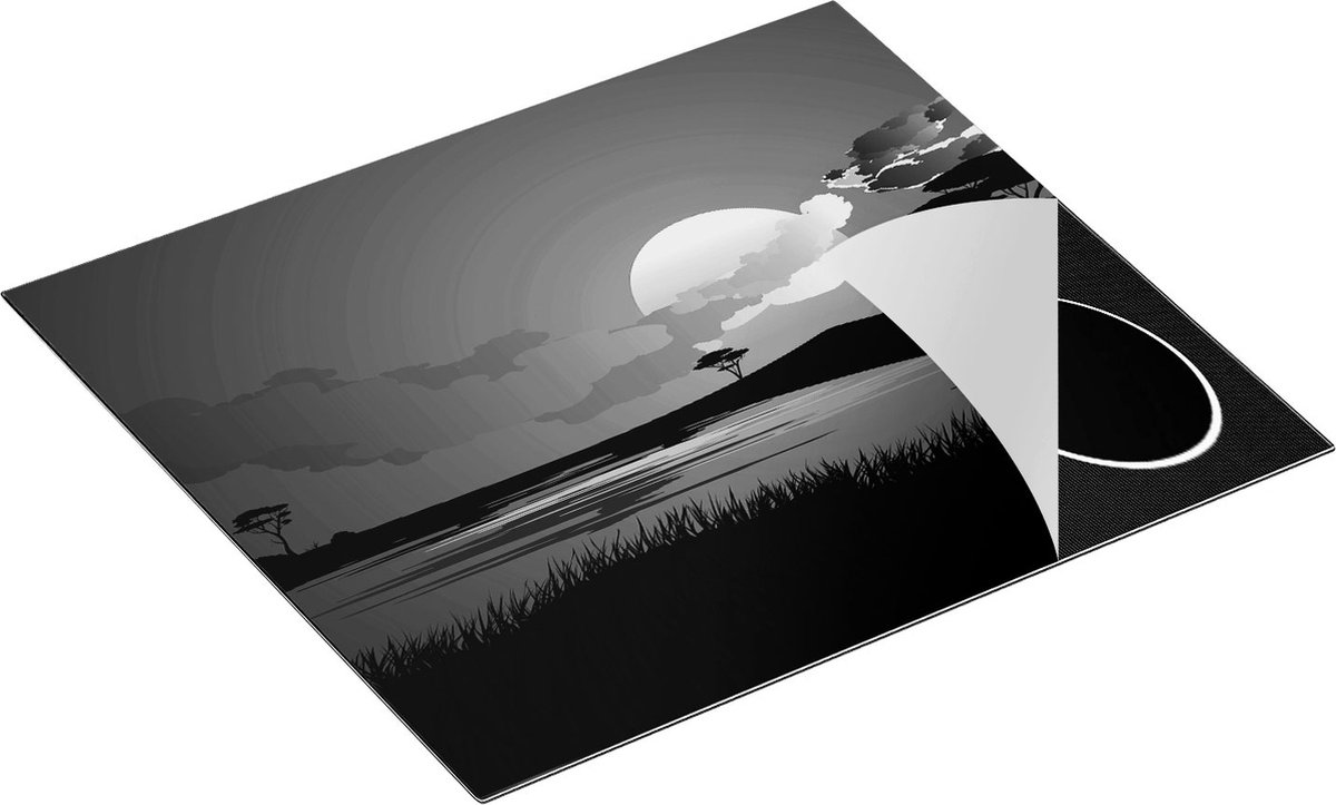 Chefcare Inductie Beschermer Rode Zonsondergang in de Savanne - Abstract - Zwart Wit - 60x50 cm - Afdekplaat Inductie - Kookplaat Beschermer - Inductie Mat