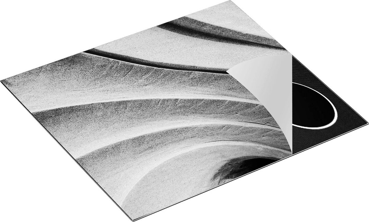 Chefcare Inductie Beschermer Abstracte Kunst Gestreepte Stenen - Zwart Wit - 60x50 cm - Afdekplaat Inductie - Kookplaat Beschermer - Inductie Mat