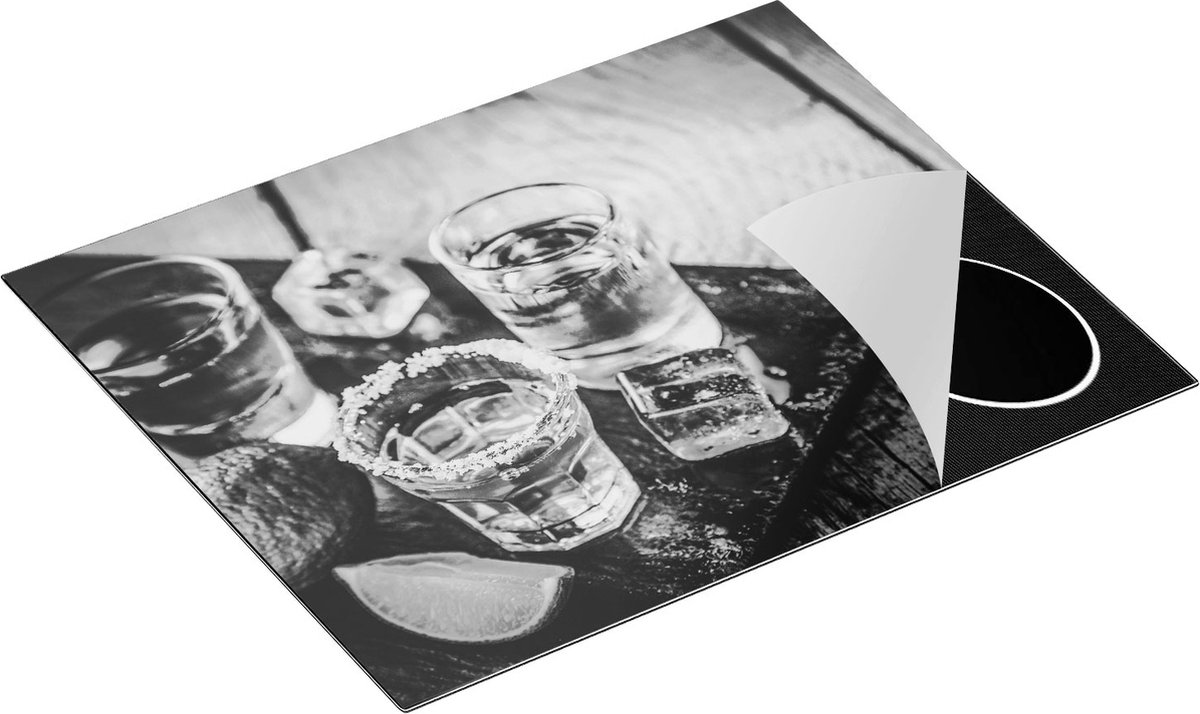 Chefcare Inductie Beschermer Alcoholische Drankjes - Drank - Zwart Wit - 65x50 cm - Afdekplaat Inductie - Kookplaat Beschermer - Inductie Mat