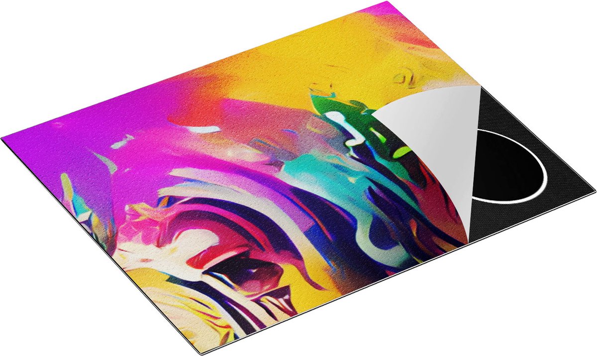 Chefcare Inductie Beschermer Abstracte Kunst - Moderne Kunst met veel Kleuren - 65x50 cm - Afdekplaat Inductie - Kookplaat Beschermer - Inductie Mat