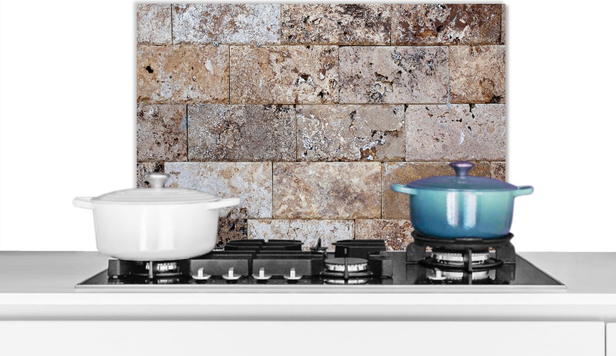 Spatscherm - Vintage - Muren - Spatwand - Stenen - Koken - Keuken achterwand - 60x40 cm