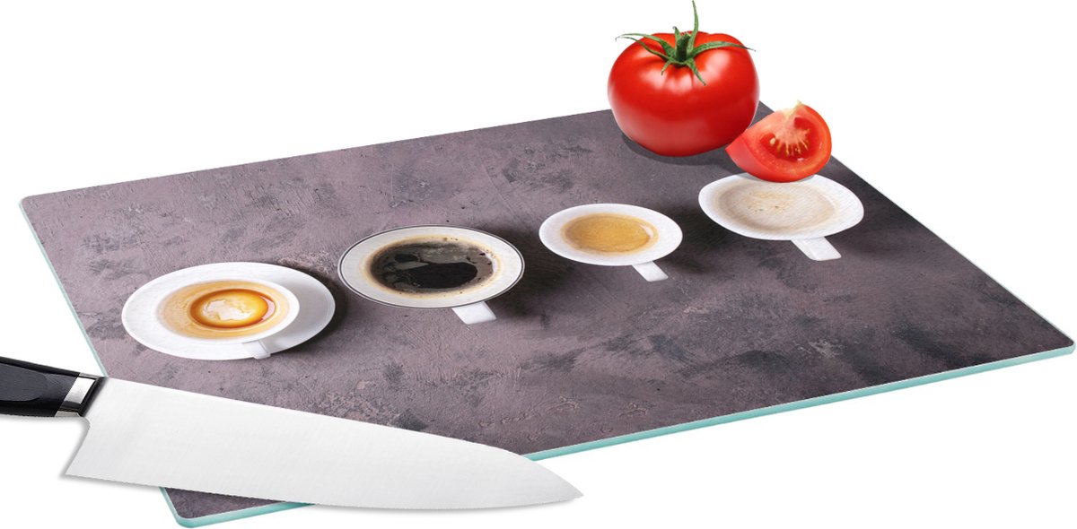 Glazen Snijplank - 39x28 - Koffie - Keuken - Industrieel - Snijplanken Glas
