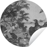Tuincirkel Watervogels en een hond - Melchior d'Hondecoeter - 90x90 cm - Ronde Tuinposter - Buiten
